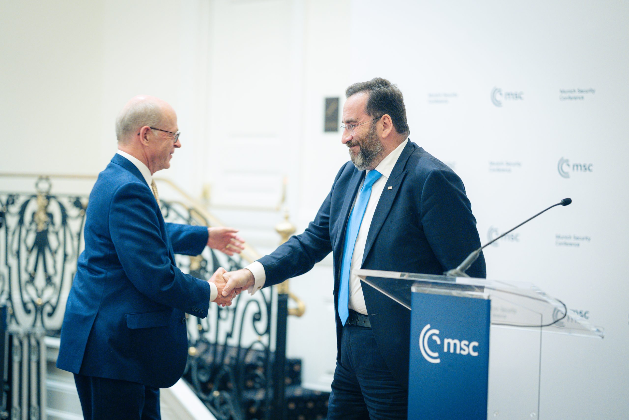 Konstantin Sokolov and Nikolaus von Bomhard, Munich Security Conference 2026, Roundtable on Geoeconomics, Credit: MSC/Simon